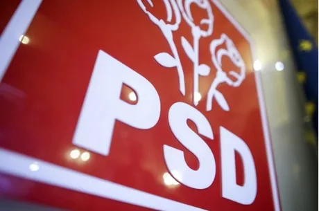 Sigla PSD cu trandafiri, simbol al partidului social-democrat din România.