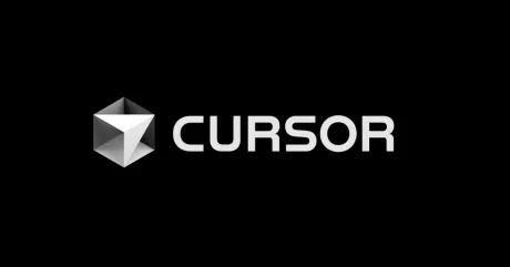 Logo-ul Cursor AI pe fundal negru, simbolizând tehnologia avansată.