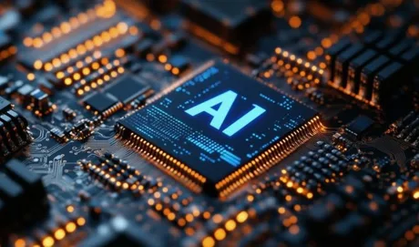 Cipuri avansate pe un circuit imprimat, evidențiind tehnologia modernă.