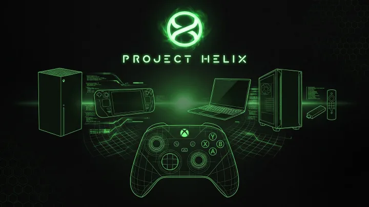 Concept grafic pentru consola Xbox Project Helix și dispozitive asociate.