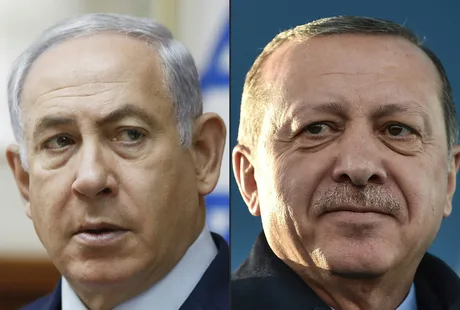 Recep Tayyip Erdogan și Benjamin Netanyahu în timpul unei confruntări politice intense.