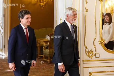 Nicușor Dan și Petr Pavel la o întâlnire oficială la Praga.