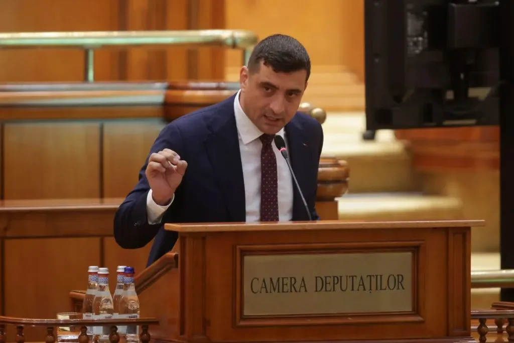 George Simion discutând despre alegeri anticipate în Parlamentul României.