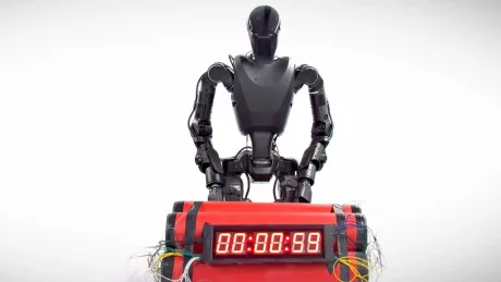 Robot umanoid Phantom pregătit pentru misiuni de supraveghere la frontieră.