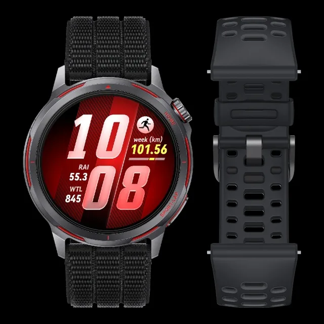 Ceas Huawei Watch GT Runner 2 cu ecran AMOLED și curea sportivă neagră.