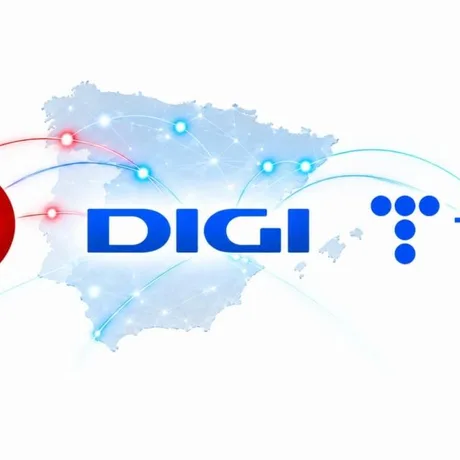 Logo-uri ale operatorilor de telecomunicații pe fundalul hărții Spaniei.