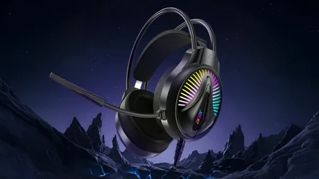 Căști de gaming Acer OHW201 cu sunet surround și microfon omnidirecțional.