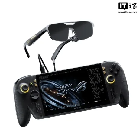 Consola portabilă ROG XBOX Ally X20 cu ecran OLED și ochelari AR.