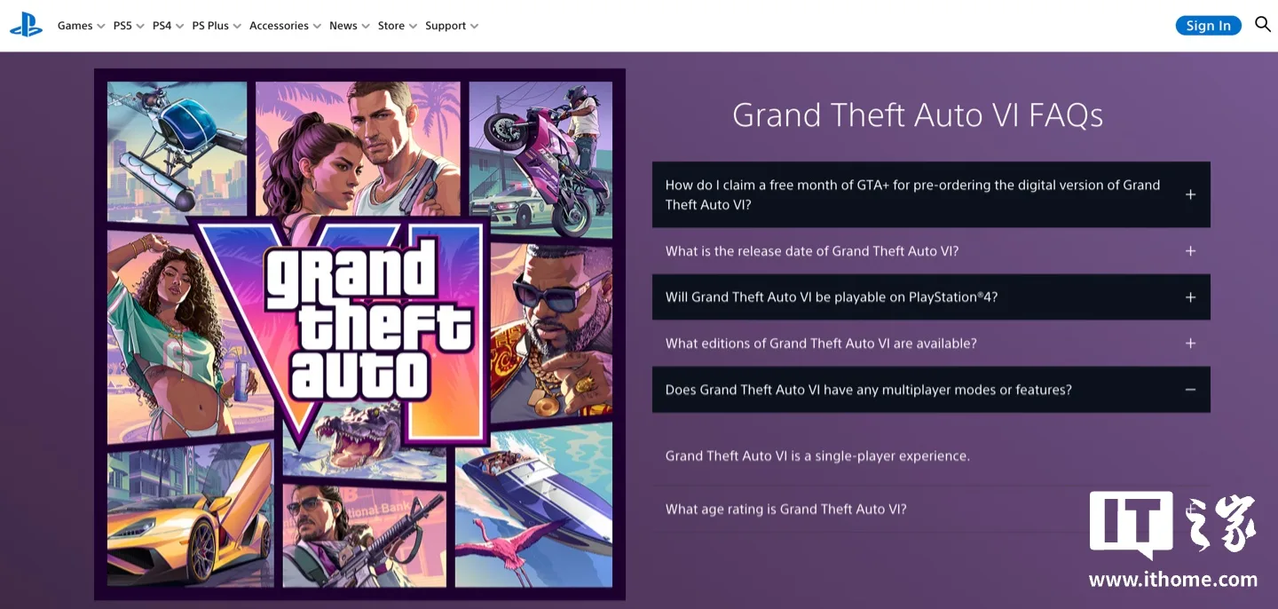 Pagina PlayStation sugerează o experiență single-player pentru GTA 6.