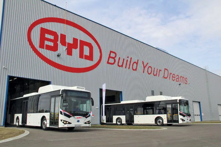 Fabrică de autobuze electrice BYD, simbol al investițiilor chinezești în Ungaria.