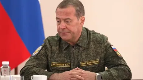 Dmitri Medvedev discutând despre condițiile de pace și demilitarizare în Ucraina.