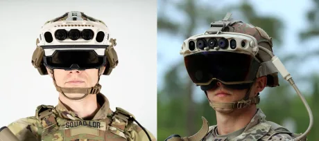 Căști militare avansate utilizate de soldați pentru operațiuni moderne.