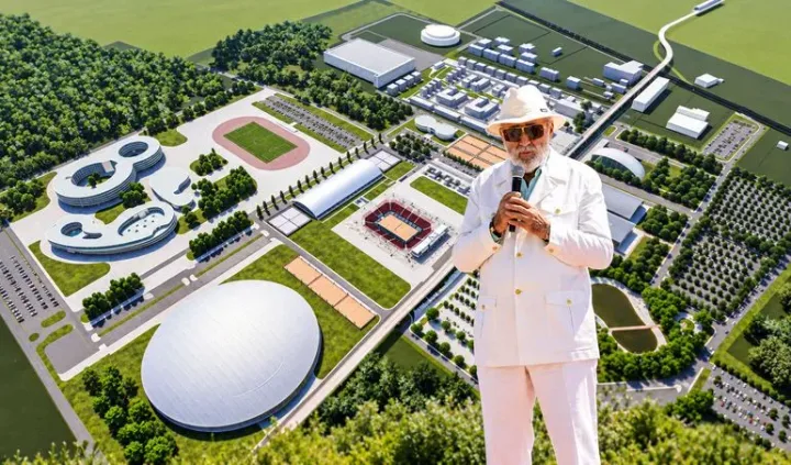 Ion Țiriac discutând despre proiectul hotelului din complexul sportiv Otopeni.