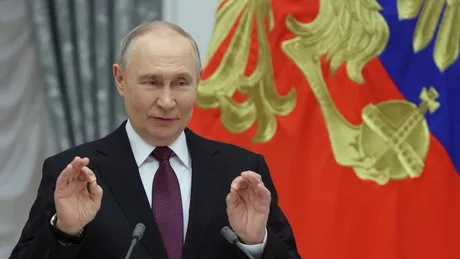 Vladimir Putin discutând despre acuzațiile legate de atacul cu drone.