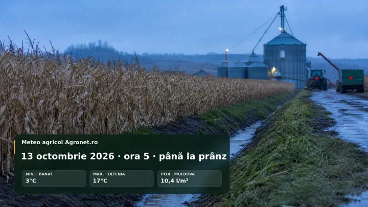 Ploi și burniță afectează lucrările agricole în Muntenia pe 13 octombrie.
