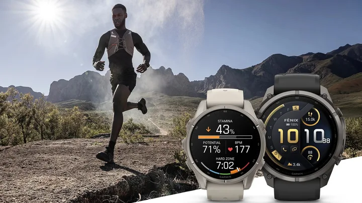 Ceasuri Garmin fēnix 9 și fēnix 9 Pro pe fundal montan.