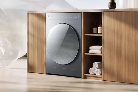 Mașină de spălat cu uscător Mijia, design modern și eficiență energetică.