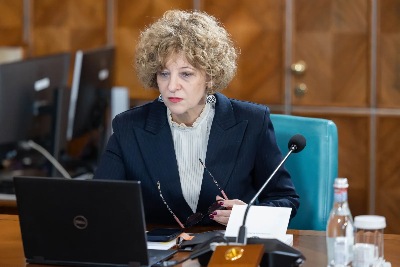 Vicepremierul Oana Gheorghiu discutând despre platforma AI pentru cetățeni.