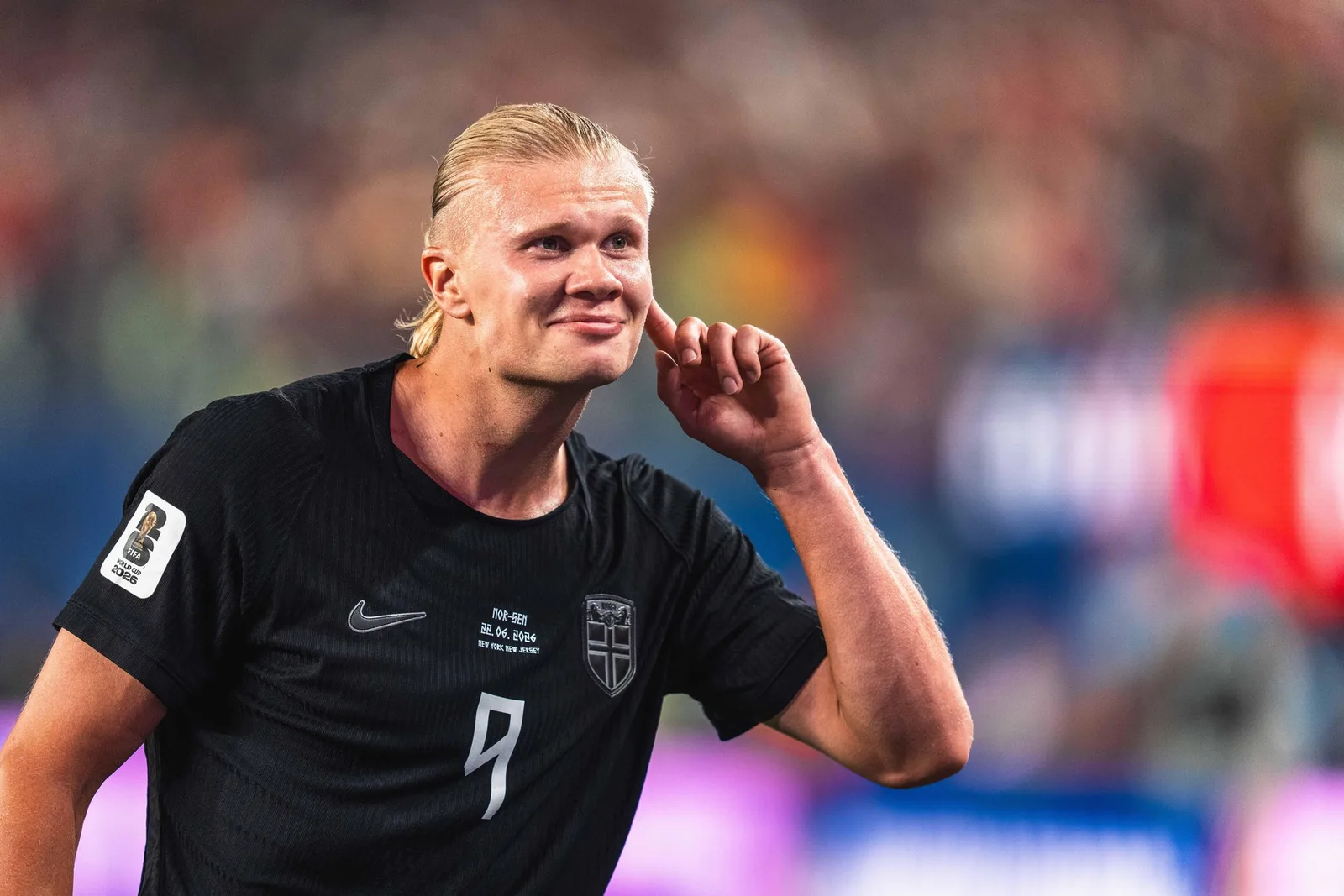 Erling Haaland sărbătorește după un gol marcat în meciul cu Senegal.