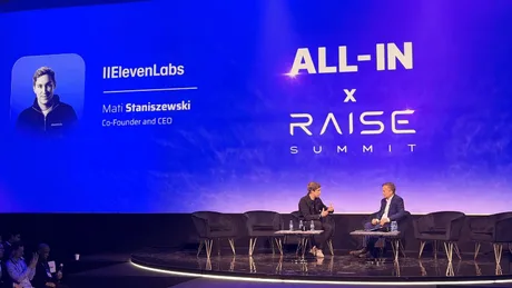 Discuție despre creșterea veniturilor ElevenLabs la RAISE Summit.