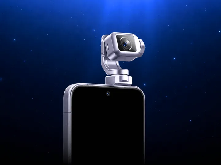 Smartphone inovator cu cameră pe braț robotic pentru filmare avansată.
