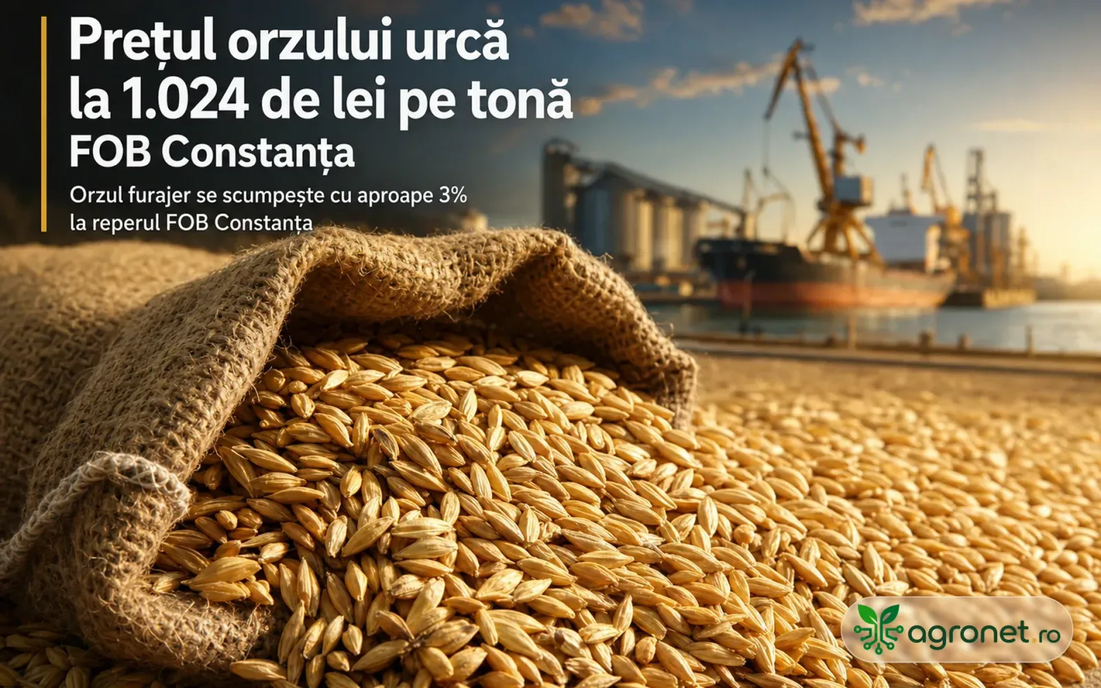 Orzul furajer se scumpește, prețuri în creștere la portul Constanța.