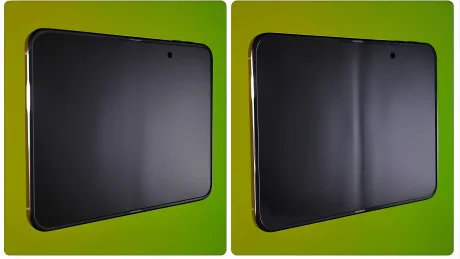 Ecranul pliabil al iPhone Duo cu semne de uzură după utilizare intensă.