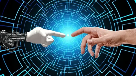 Interacțiune între tehnologie și umanitate în era digitală.