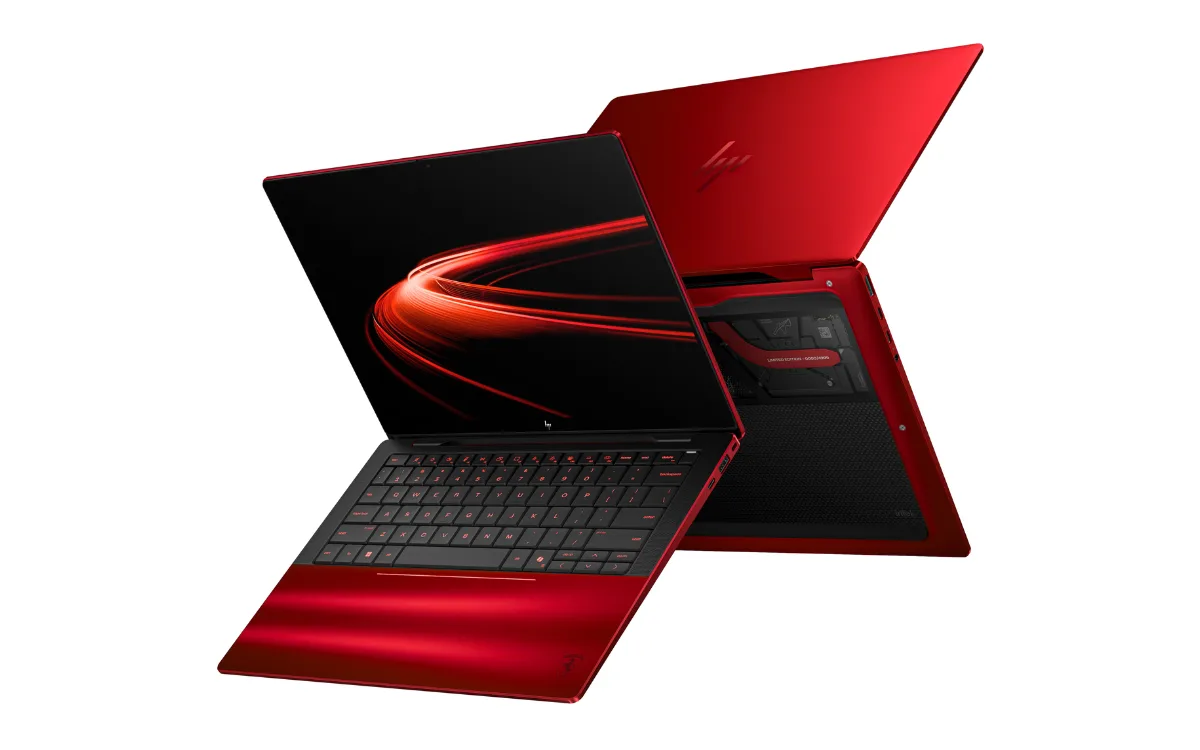 Laptopul roșu cu design elegant și specificații avansate pentru utilizatori exigenți.