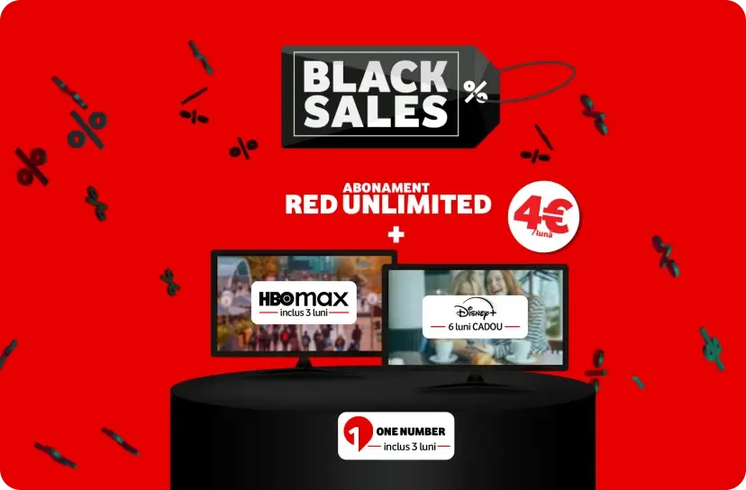 Ofertă Vodafone Black Sales cu RED Unlimited la 4 euro pe lună și bonusuri de streaming.