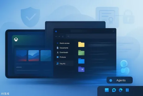 Interfața Windows 11 cu îmbunătățiri pentru File Explorer și taskbar.