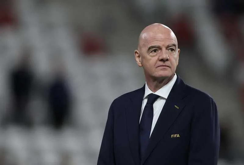 Gianni Infantino, președintele FIFA, în timpul unei conferințe de presă.