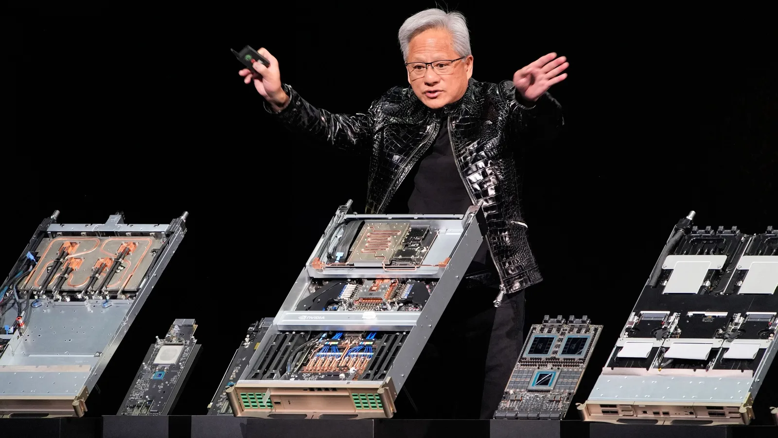 Jensen Huang discută despre inovații în tehnologia AI la GTC 2026.