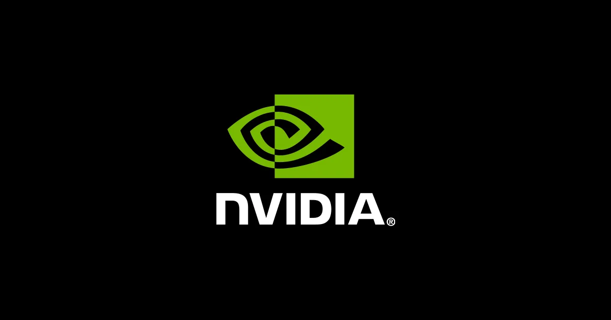 Logo-ul NVIDIA pe fundal negru, simbolizând inovația tehnologică.