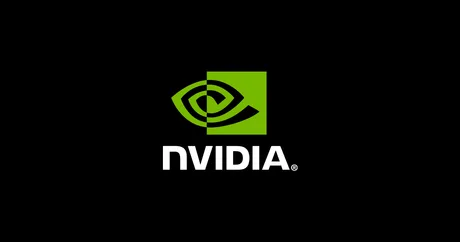 Logo-ul NVIDIA pe fundal negru, simbolizând inovația tehnologică.