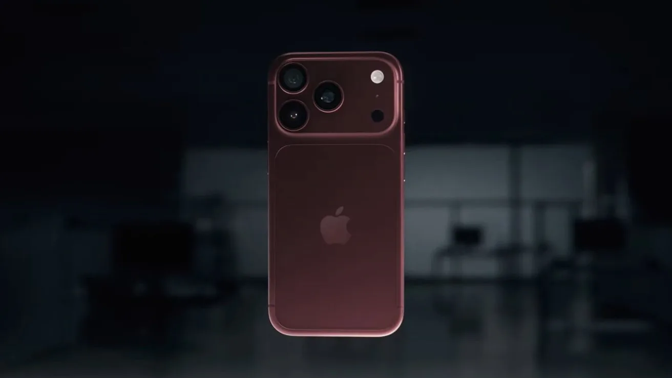 Noul iPhone 18 Pro Max în culoarea Burgundy, cu camere avansate.