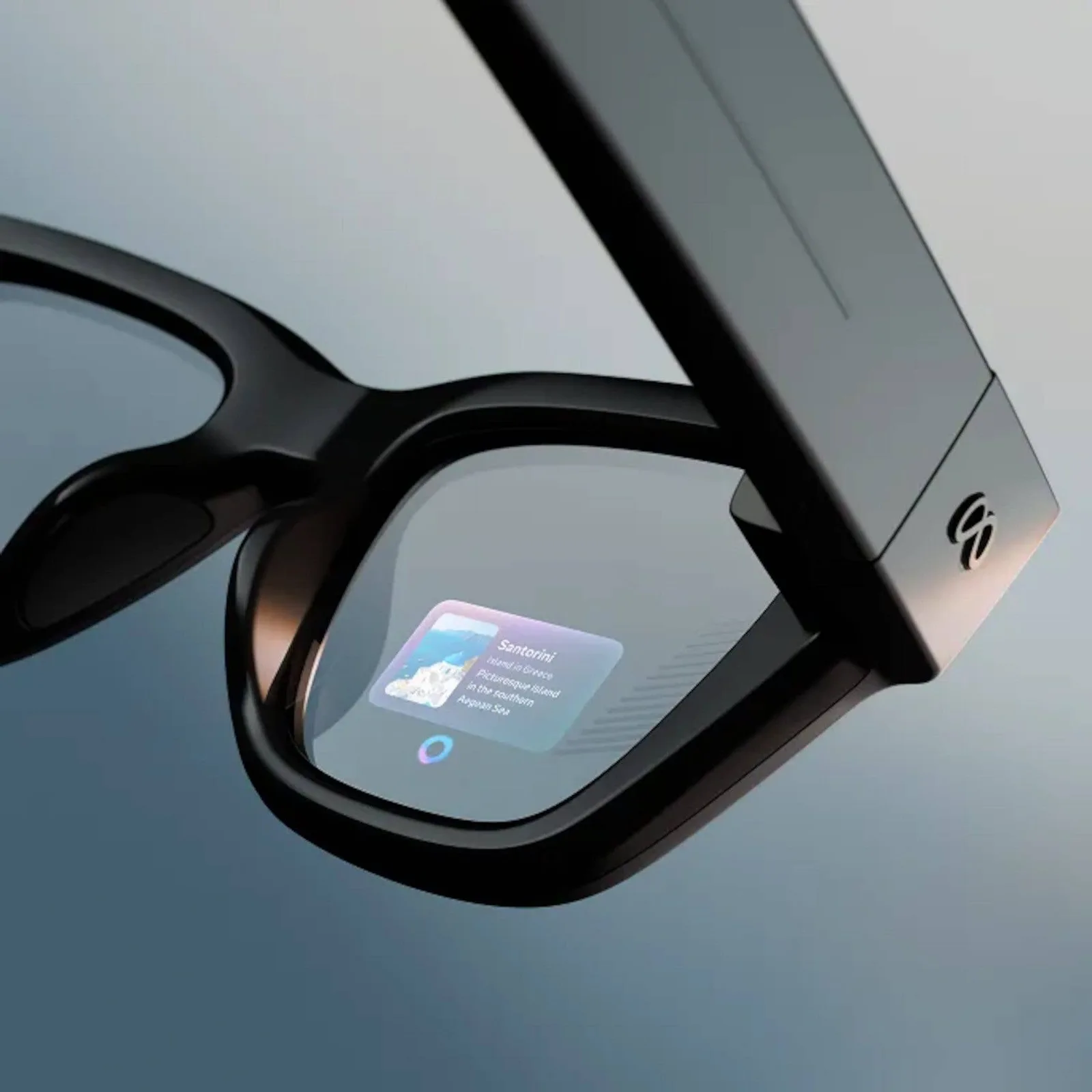 Ochelari AR cu tehnologie avansată, design modern și afișaj integrat.