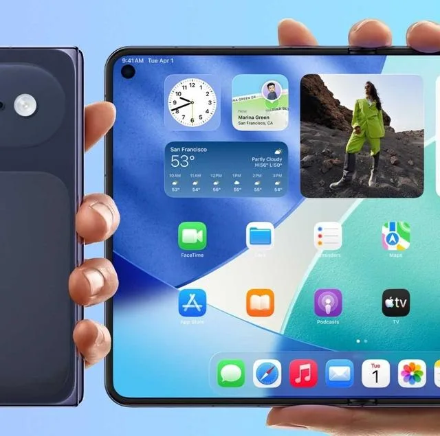 Un smartphone pliabil cu un design lat, inspirat de Huawei Pura X.