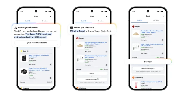 Coș universal Google pentru cumpărături între mai mulți retaileri, cu alerte de preț.