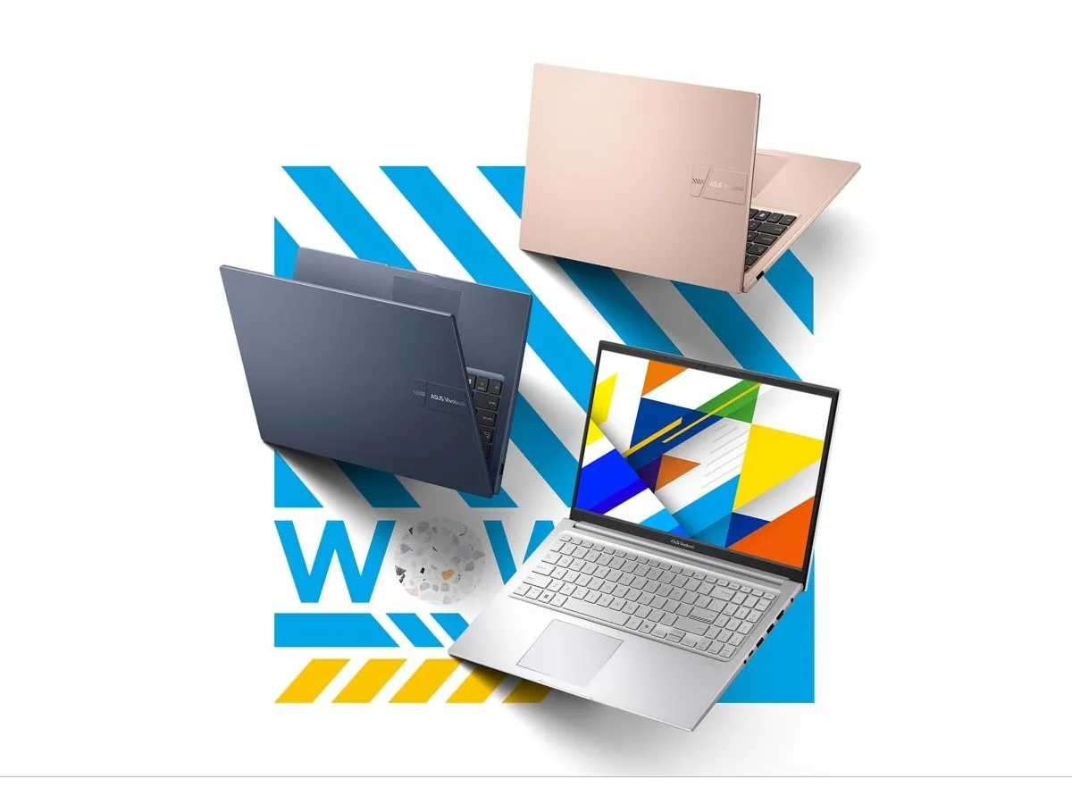 Laptopuri Asus Vivobook 15 cu design modern și conectivitate variată.