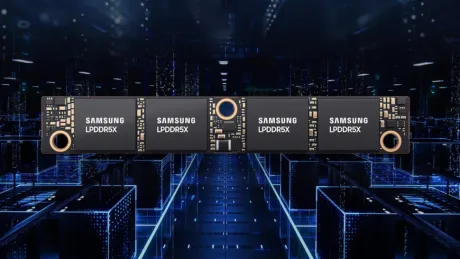 Cipuri Samsung într-un mediu tehnologic avansat, evidențiind inovația din industria semiconductoarelor.