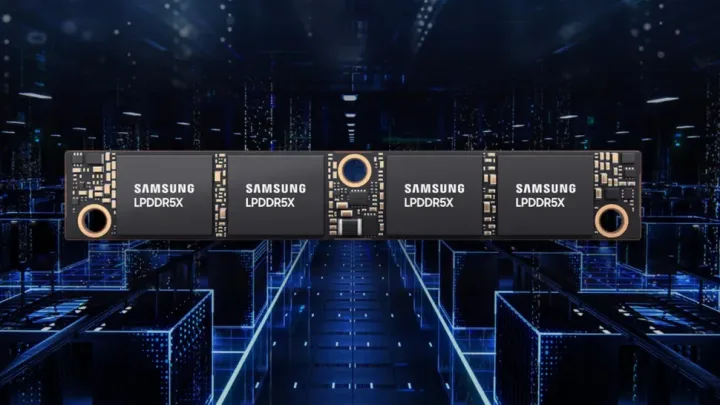 Cipuri Samsung într-un mediu tehnologic avansat, evidențiind inovația din industria semiconductoarelor.
