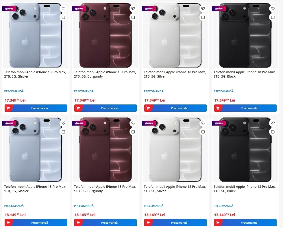 Compararea prețurilor pentru iPhone 18 Pro între eMAG, Altex și Flanco.