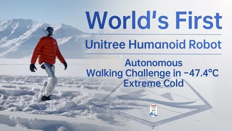 Robotul umanoid a parcurs un traseu impresionant în zăpadă adâncă.