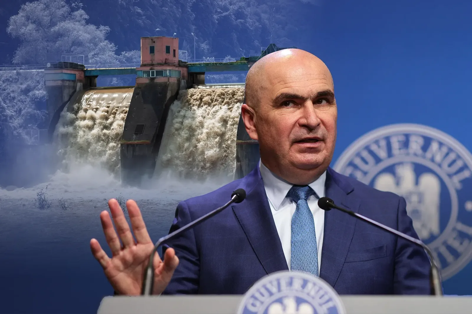 Ilie Bolojan discutând despre intervenții hidrotehnice la Hidroelectrica.
